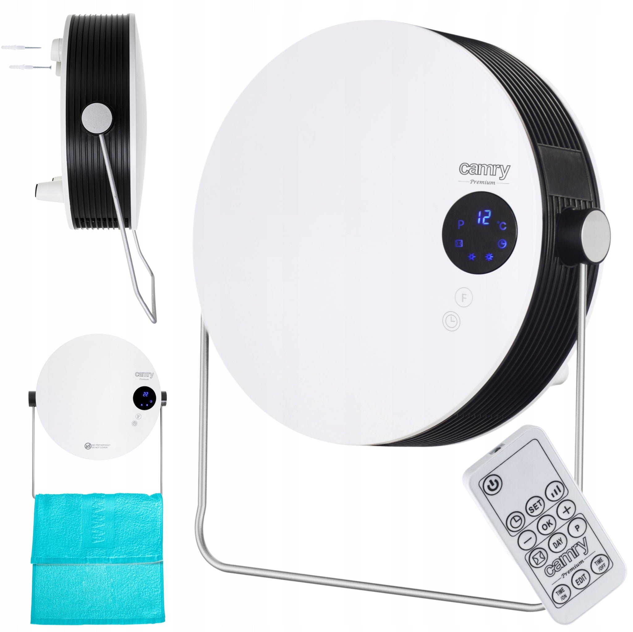 LCD Wall Mounted Bathroom Heater 2000W Towel Bar Timer Programmer