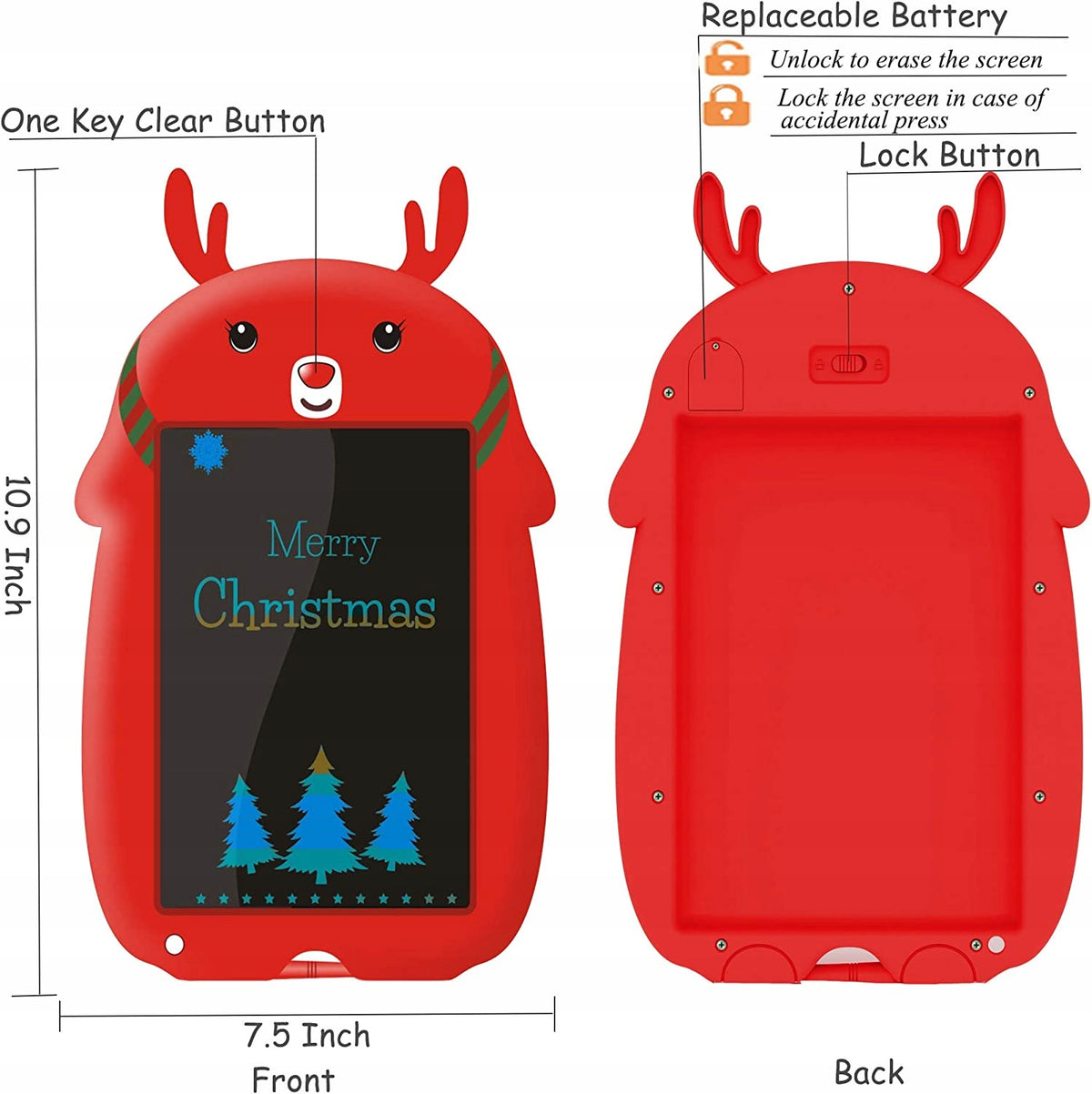 LCD graphics tablet for children to draw - REINDEER RED Manufacturer code 76147