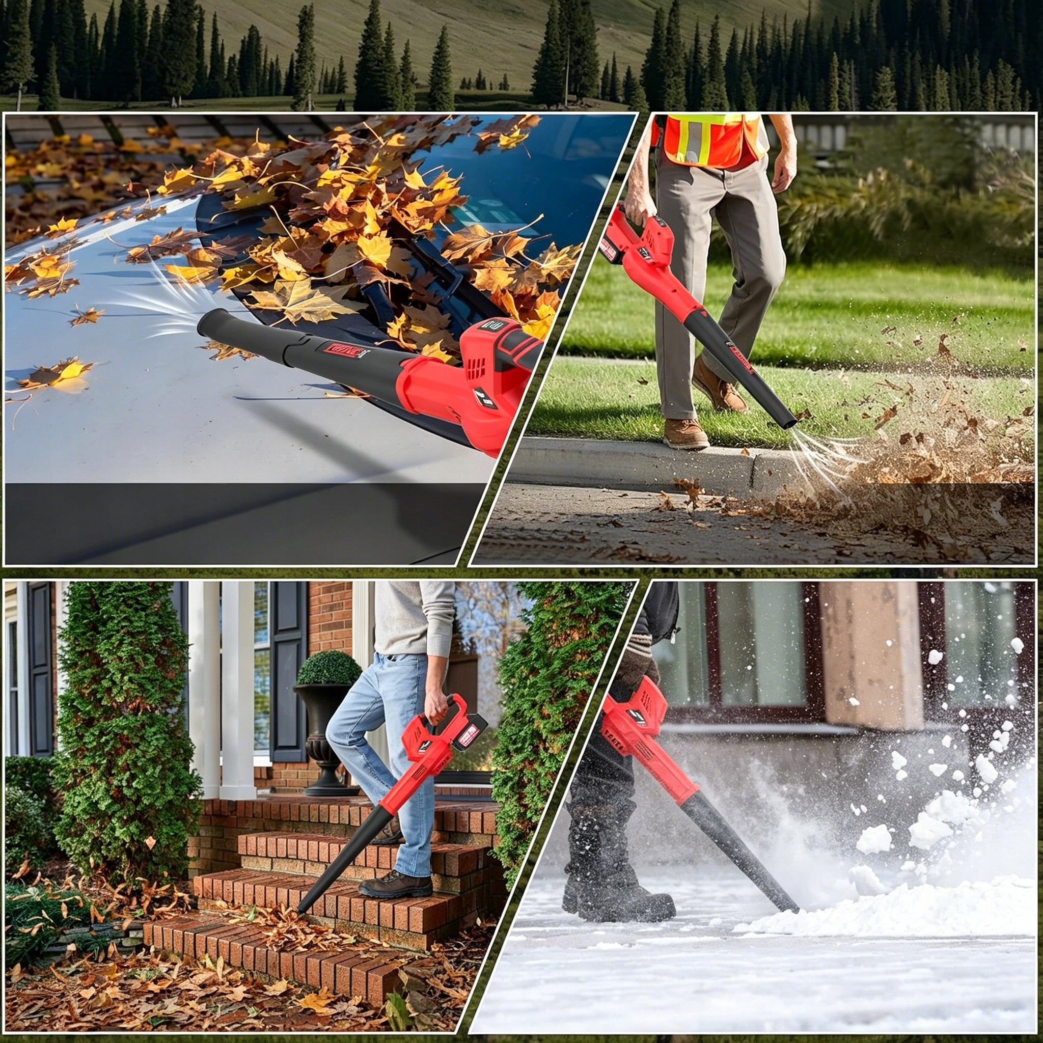 LEAF BLOWER CORDLESS BATTERY 6-SPEED FOR LAWN DRYING 21V 2 BATTERIES 4.0AH Air velocity 210 km/h