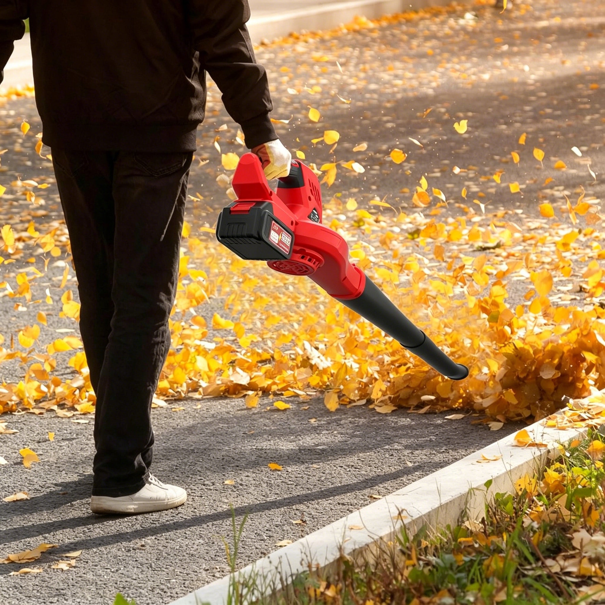 LEAF BLOWER CORDLESS BATTERY 6-SPEED FOR LAWN DRYING 21V 2 BATTERIES 4.0AH Output 350 m3/min