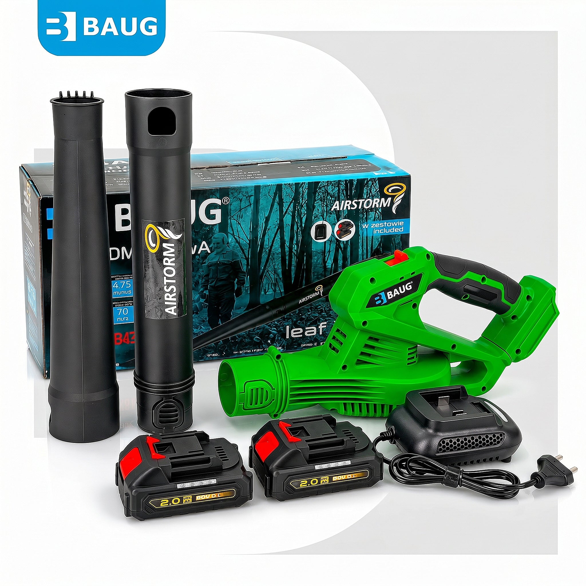 LEAF BLOWER CORDLESS GARDEN WIRELESS FOR SNOW 2x AKU 2AH Output 4.8 m3/min