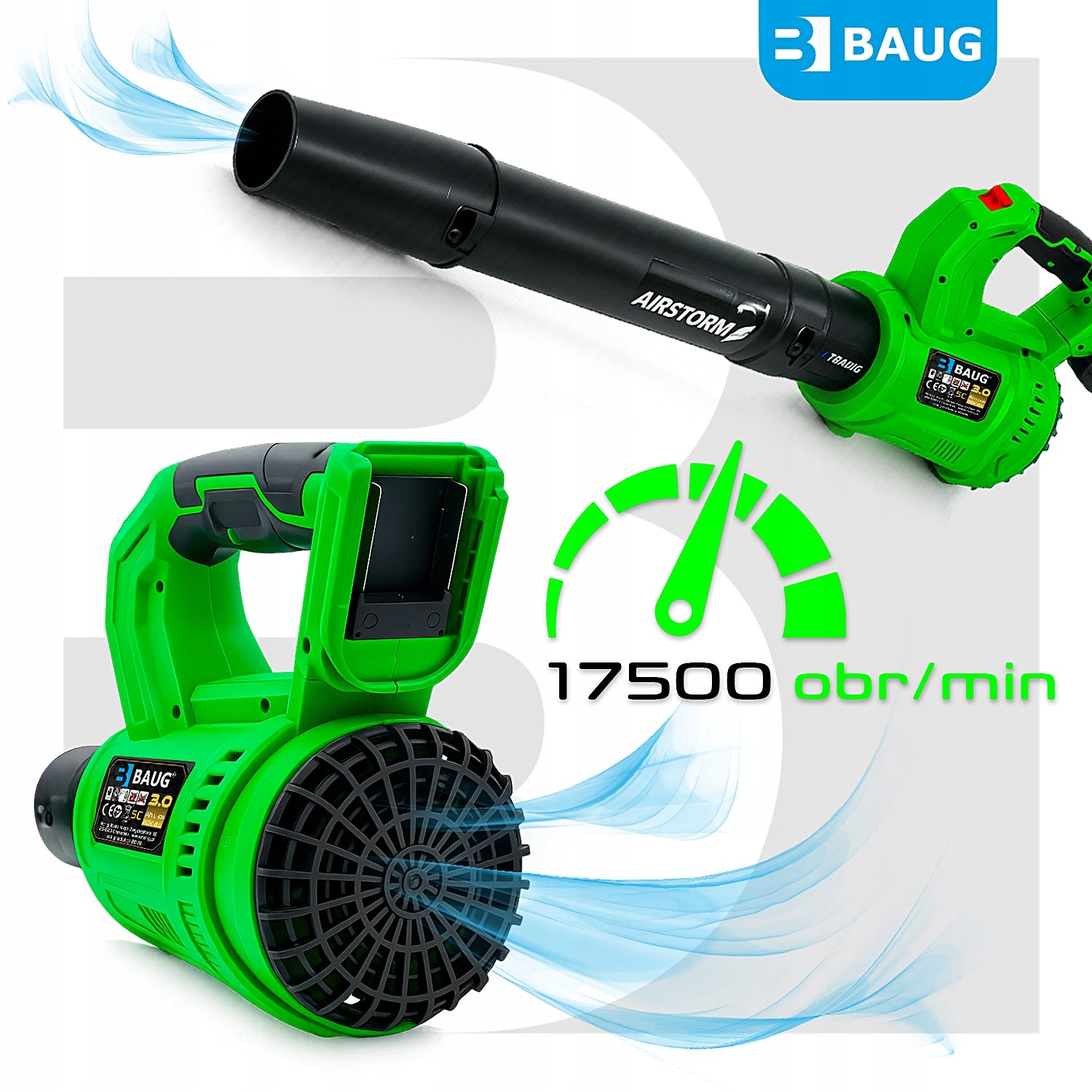 LEAF BLOWER CORDLESS GARDEN WIRELESS FOR SNOW 2x AKU 3AH Tool weight 1.5 kg