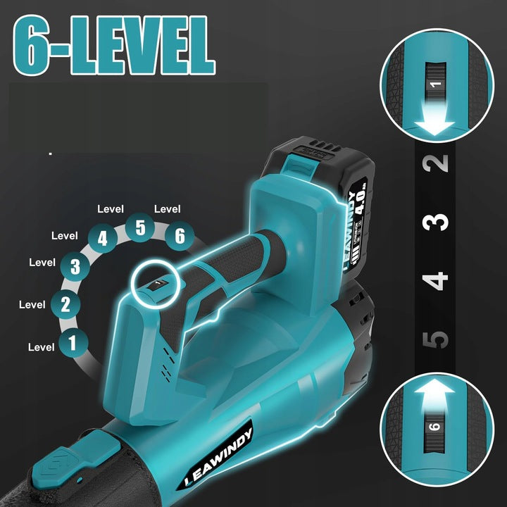 LEAF BLOWER ELECTRIC CORDLESS 21V 6 SPEEDS 2x 4Ah BATTERIES Packaging status original