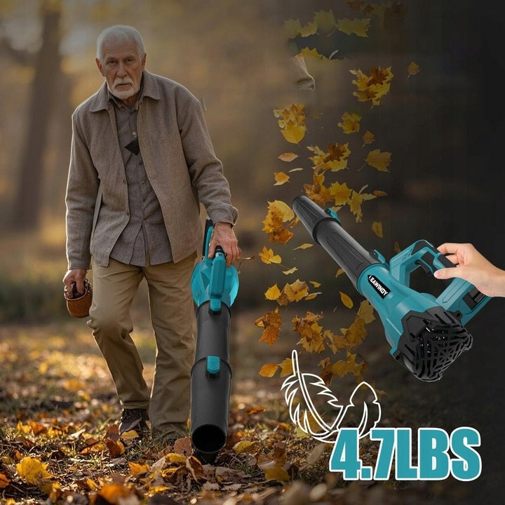 LEAF BLOWER ELECTRIC CORDLESS 21V 6 SPEEDS 2x 4Ah BATTERIES Power supply rechargeable battery