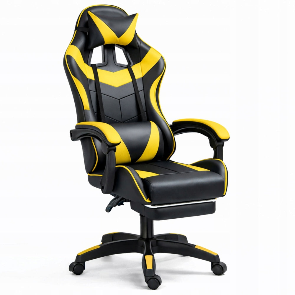 LEAN Gaming Chair Swivel Office With Footrest Cushion Black and Yellow Brand no brand