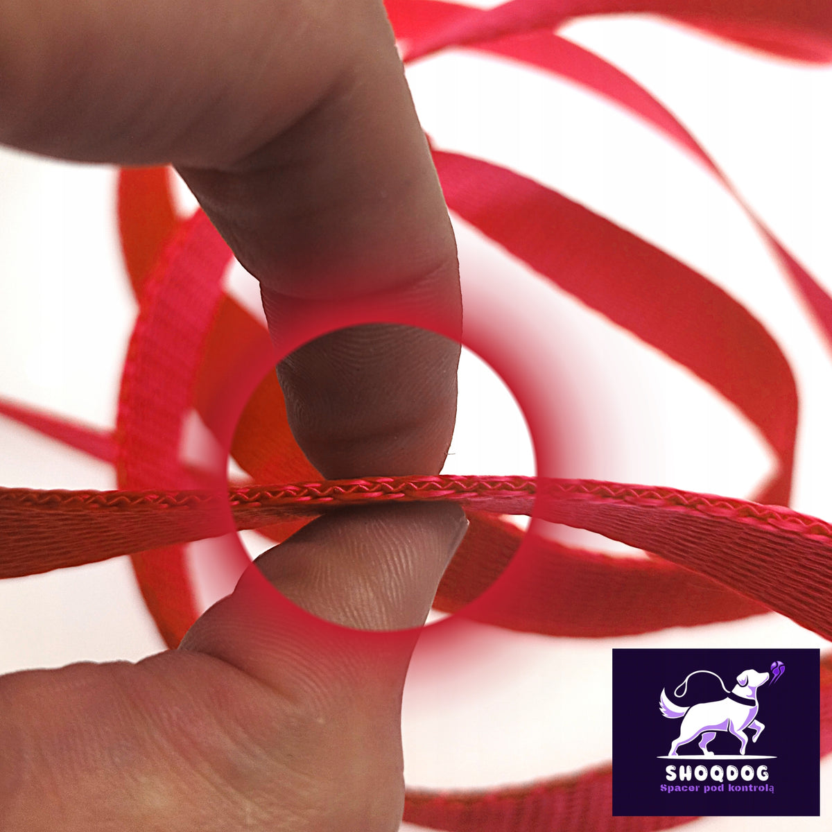 LEASH 3M FOR DOG TRAINING URBAN STRONG CORD TAPE RED Manufacturer code Smycz miejska treningowa 3m