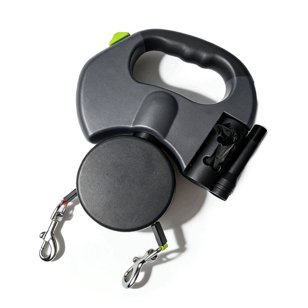 LEASH AUTOMATIC DOUBLE FOR TWO DOGS DOG FLASHLIGHT REFLECTIVE TAPE 3M