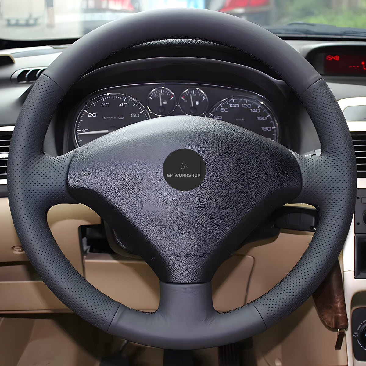 LEATHER STEERING WHEEL COVER FOR PEUGEOT 307 407 2004-2009 Manufacturer GPworkshop