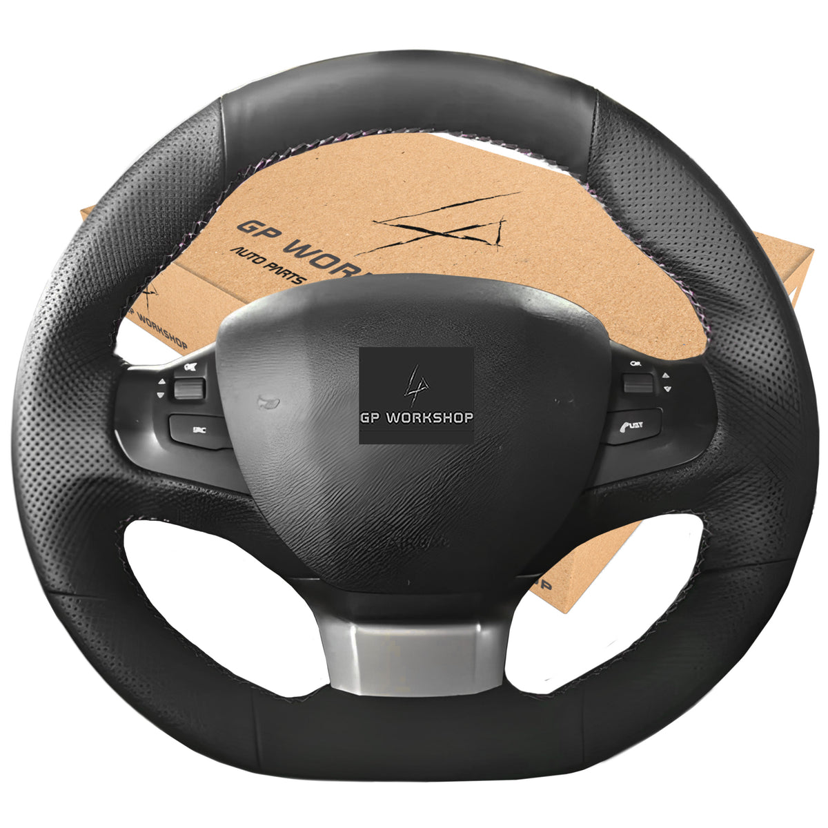 LEATHER STEERING WHEEL COVER FOR PEUGEOT 308 2014-2020 Manufacturer's catalog number GPworkshop5905600792612