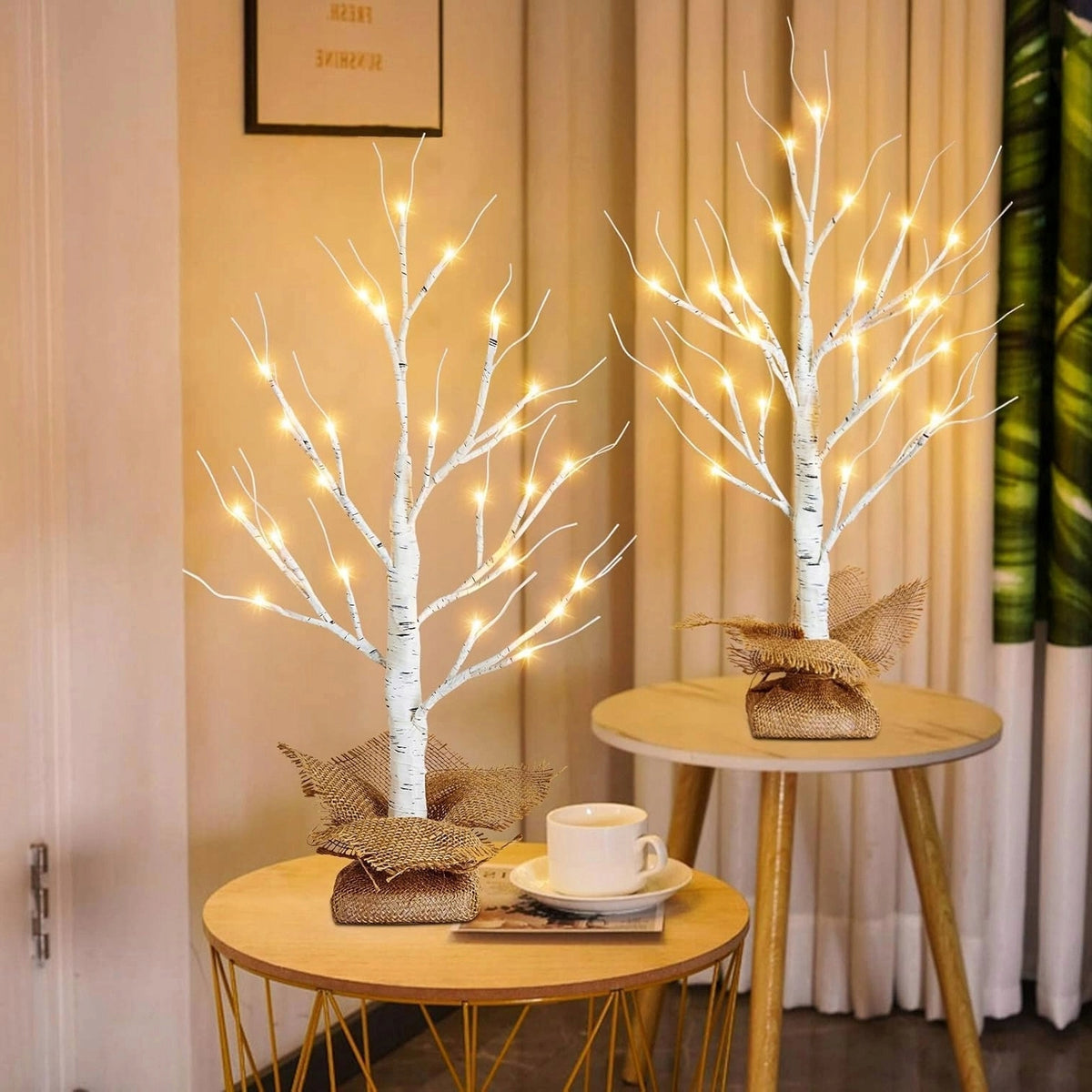 LED BIRCH LAMP 2 PIECES WILL HIGHLIGHT THE BACKGROUND TREE WITH 24 LEDS FOR HOLIDAYS