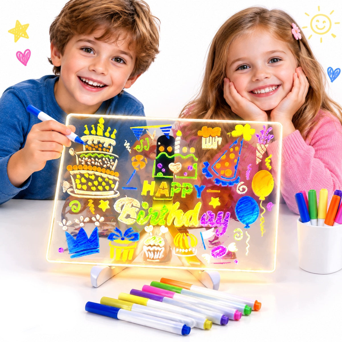 LED BOARD FOR CHILDREN TO DRAW ILLUMINATED LIGHT PAINTING PENS