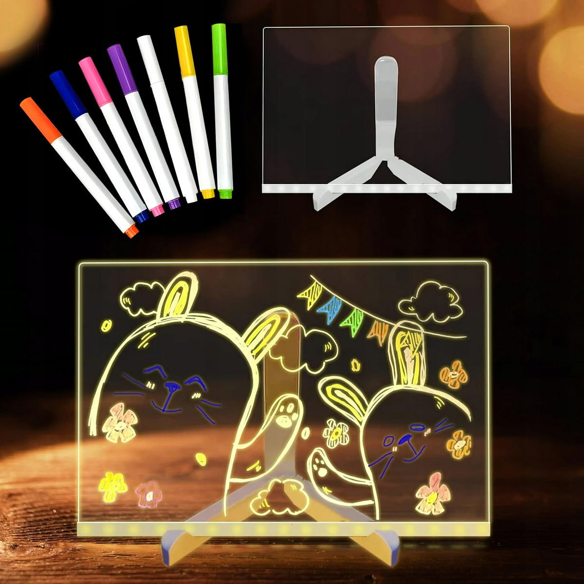 LED BOARD MAGIC ILLUMINATED FOR DRAWING GLOWING FOR CHILDREN TOY Manufacturer code NOTATNIK DIY NA BIURKO LAMPKA PISAKI ZESTAW 1