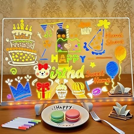 LED BOARD WITH COLORS, GLOWING BULLETIN BOARD 30X20 CM