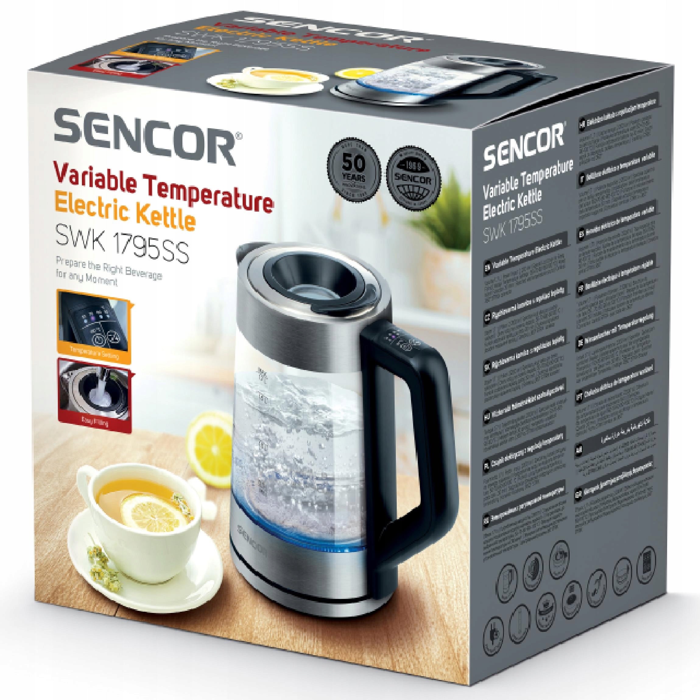 LED Backlit Electric Kettle 1,7L 2200W Sencor SWK 1795SS Manufacturer code SWK 1795SS