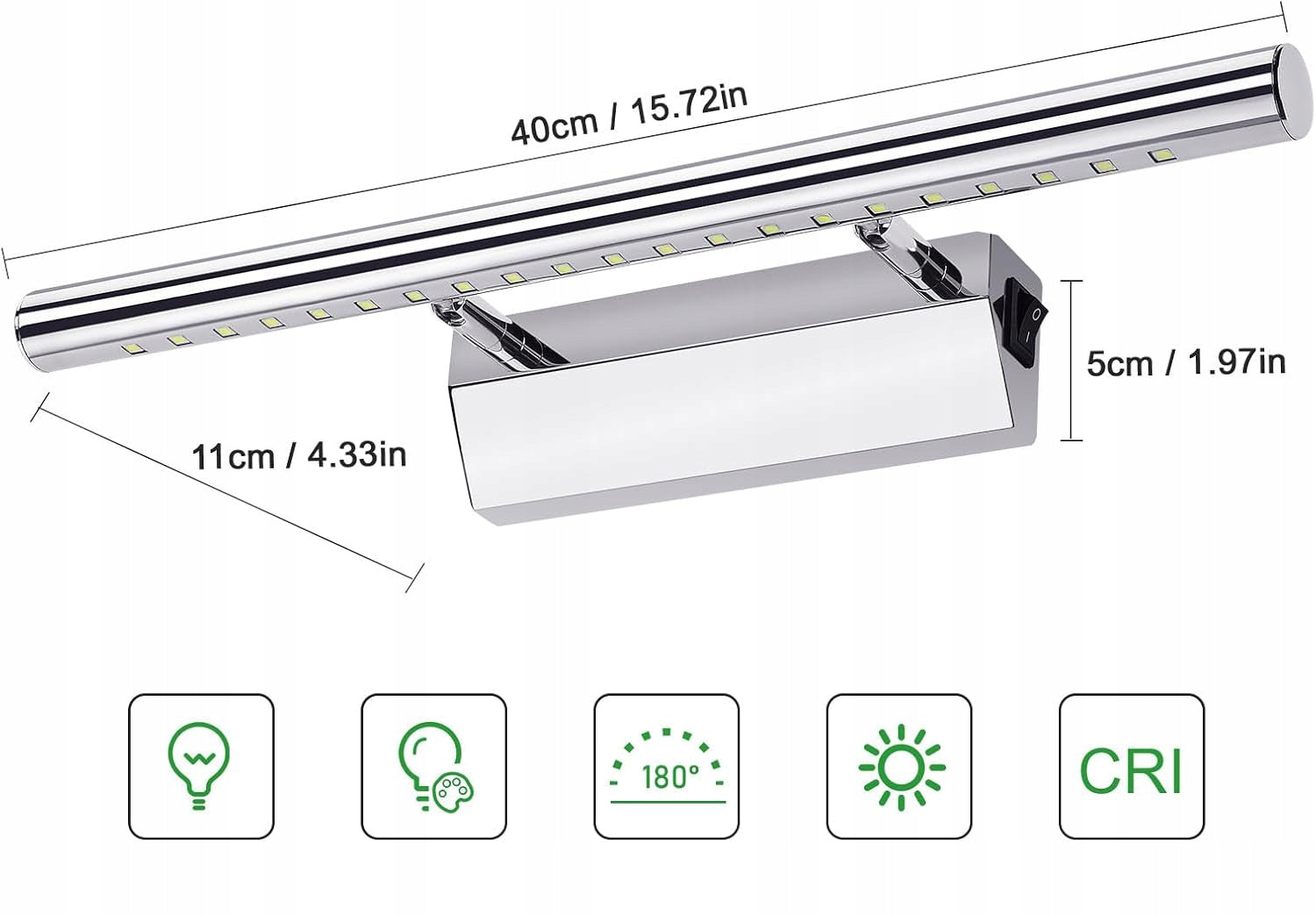 LED Bathroom Lamp 5W 40cm, Waterproof, Wall, Table, with Switch Packaging status original