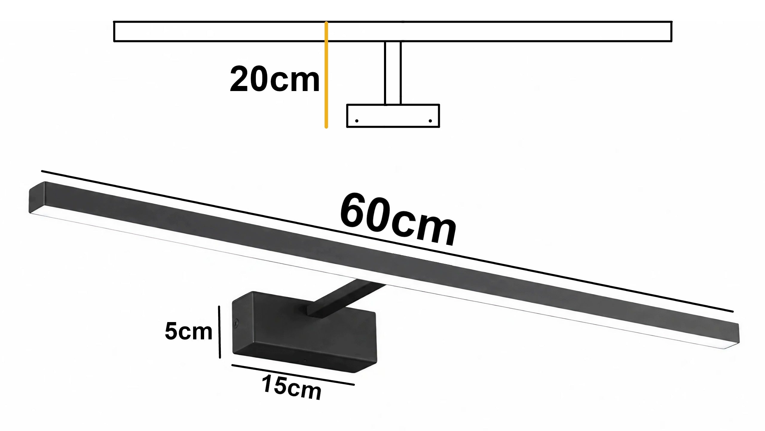 LED Bathroom Wall Lamp Over Mirror 60cm 4000K Black Wall Lamp Neutral Packaging status original
