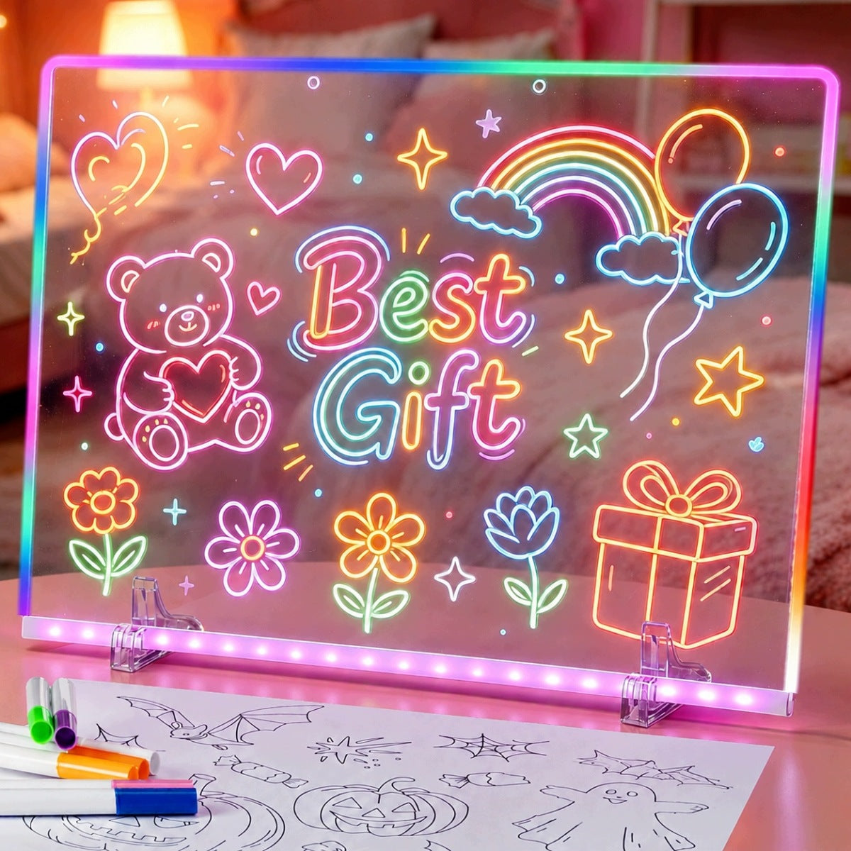 LED Board for Drawing 3D Writing Erasable with Pens Illuminated Packaging status original