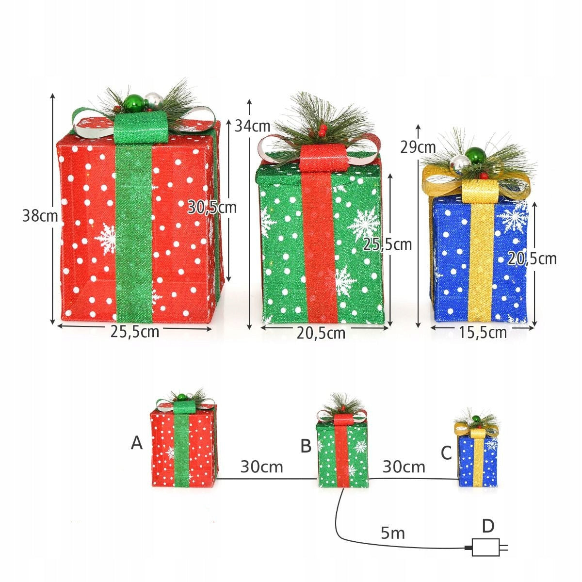 LED Christmas Decorations 3-Piece Christmas Gift Set Brand Costway
