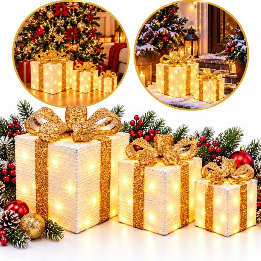 LED Christmas Gifts 3 Pcs 50 LED Christmas Tree Decoration 23/18/13 cm