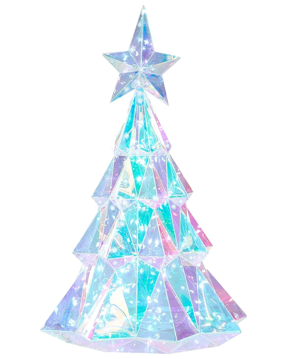 LED Christmas Tree Glowing Holographic 3D Christmas Iridescent USB