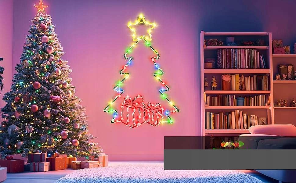 LED Christmas Tree for Door Wall Hanging with Remote Control Lights 98cm Brand no brand