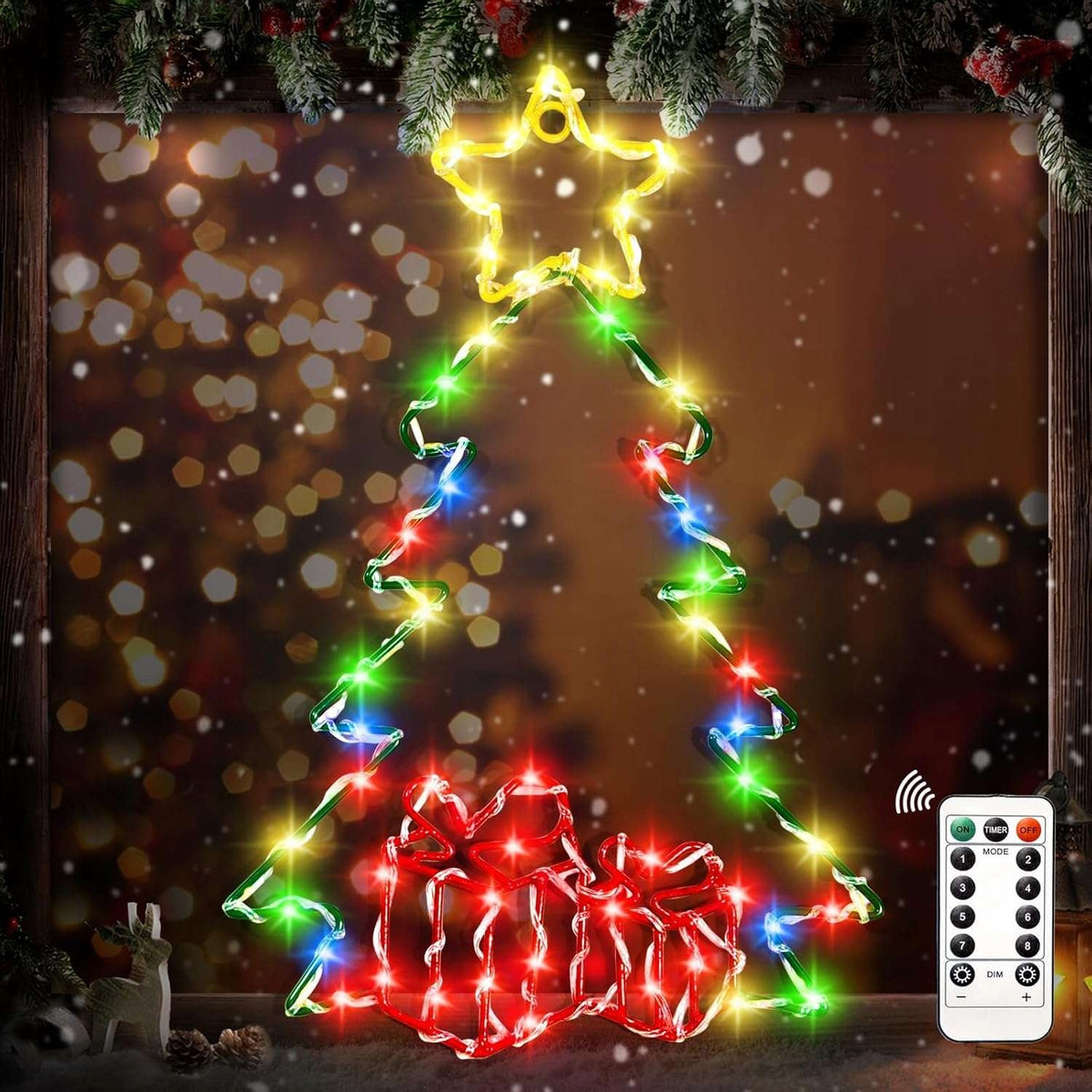 LED Christmas Tree for Door Wall Hanging with Remote Control Lights 98cm