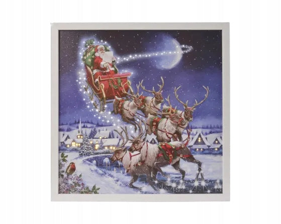 LED Christmas picture with glowing Santa Claus