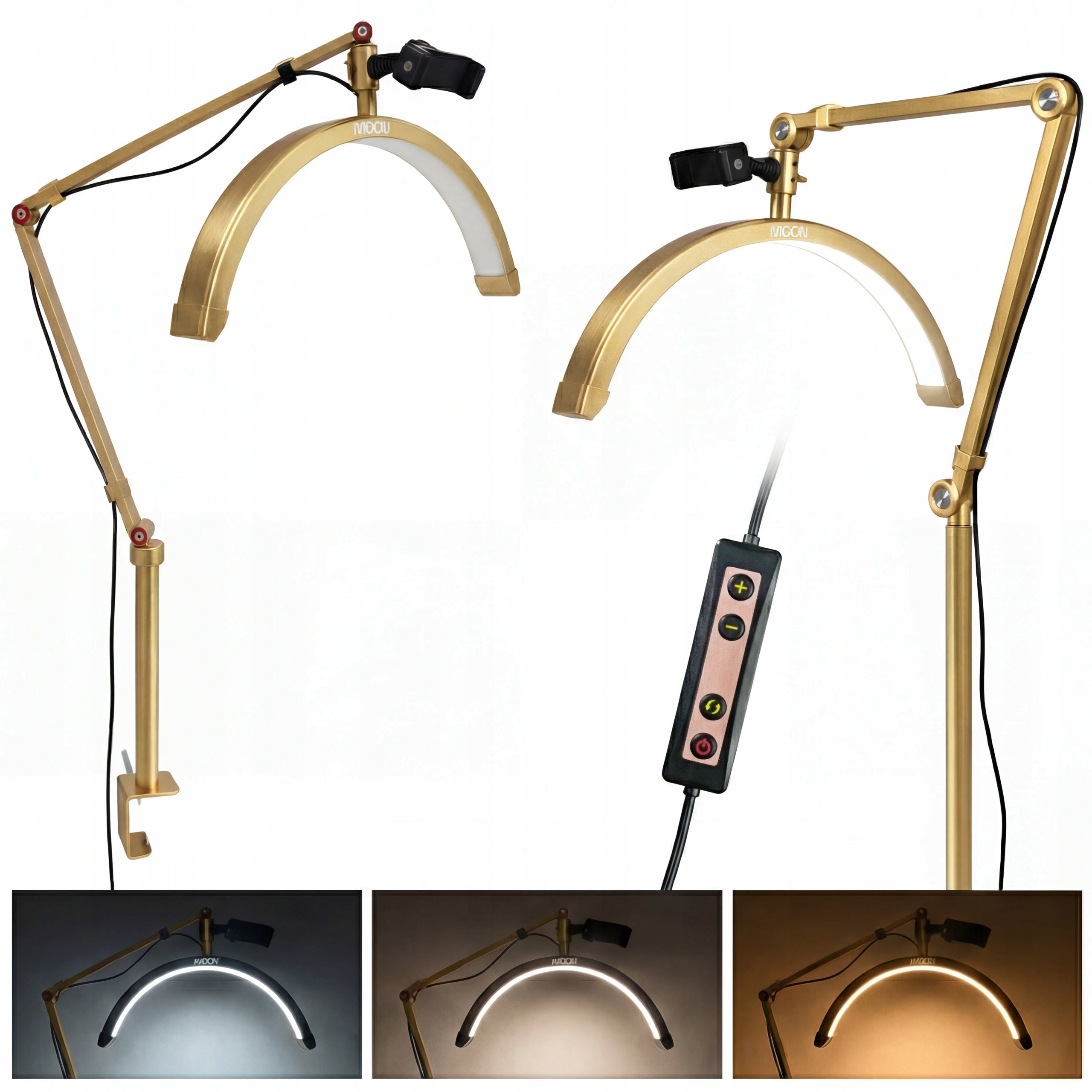 LED Cosmetic Lamp MOON Arch 20W For Eyelashes For Desk Gold 42 cm