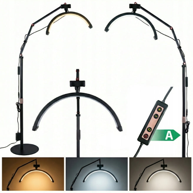 LED Cosmetic Lamp MOON Arch 20W For Eyelashes Standing Black 160 cm