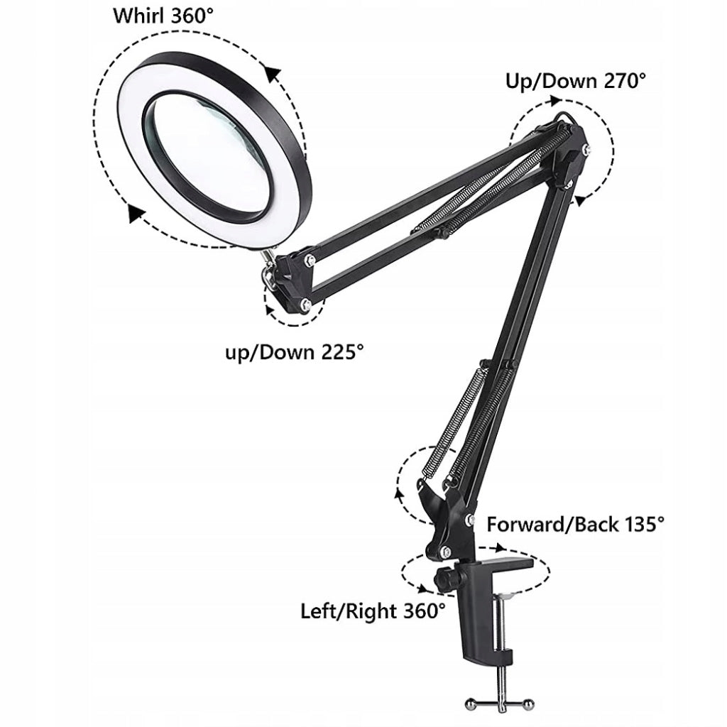 LED Cosmetic Magnifier Lamp 24W Magnifying For Desk Black 83 cm Brand Calissimo