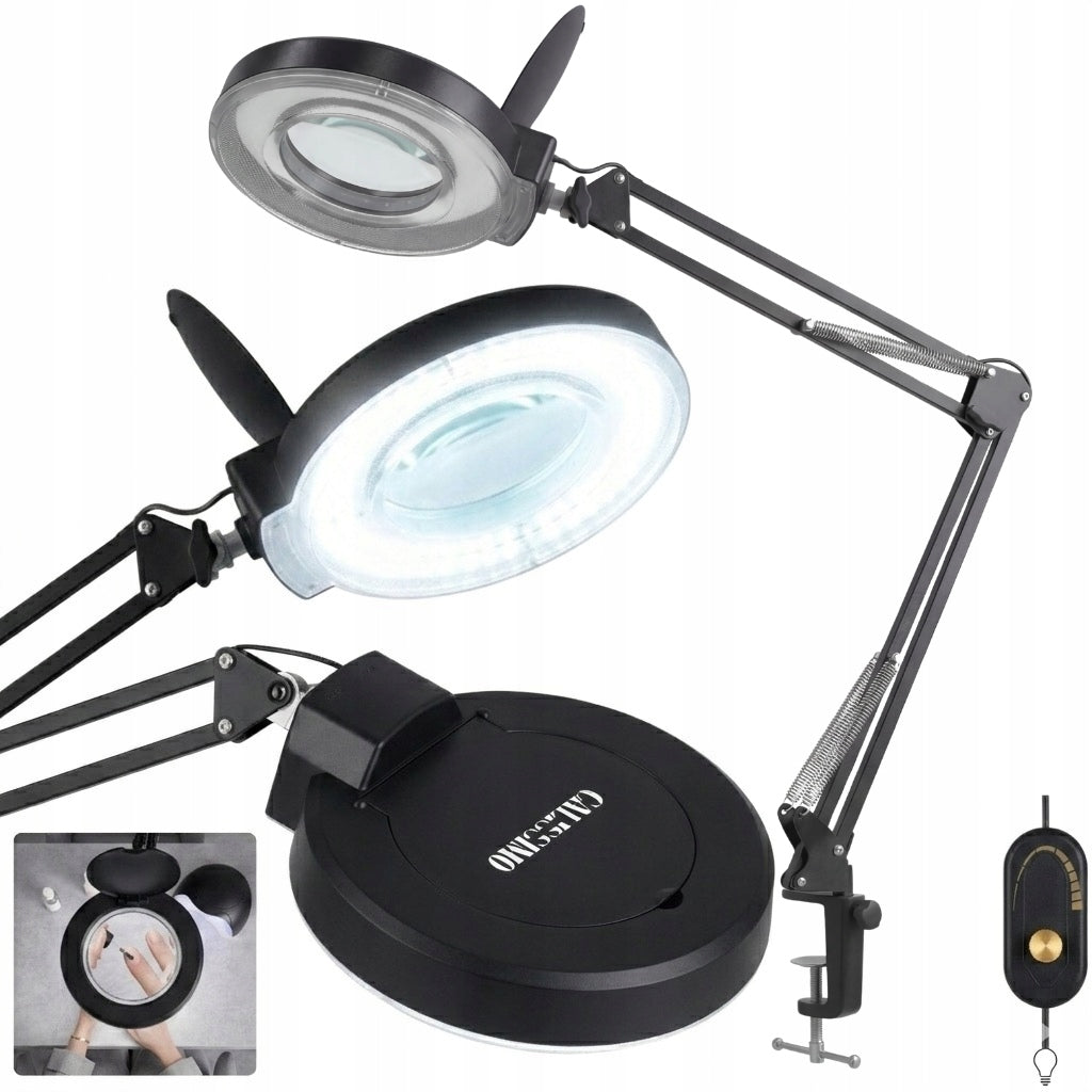 LED Cosmetic Magnifier Lamp 24W Magnifying For Desk Black 83 cm
