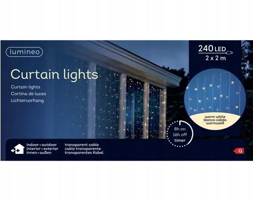 LED Curtain, Outdoor 2x2m-240L Transparent/Warm White