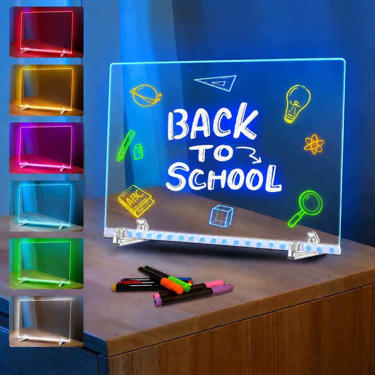 LED DRAWING BOARD BACKLIT GLOW BOARD FOR KIDS + MARKERS Product width 35 cm
