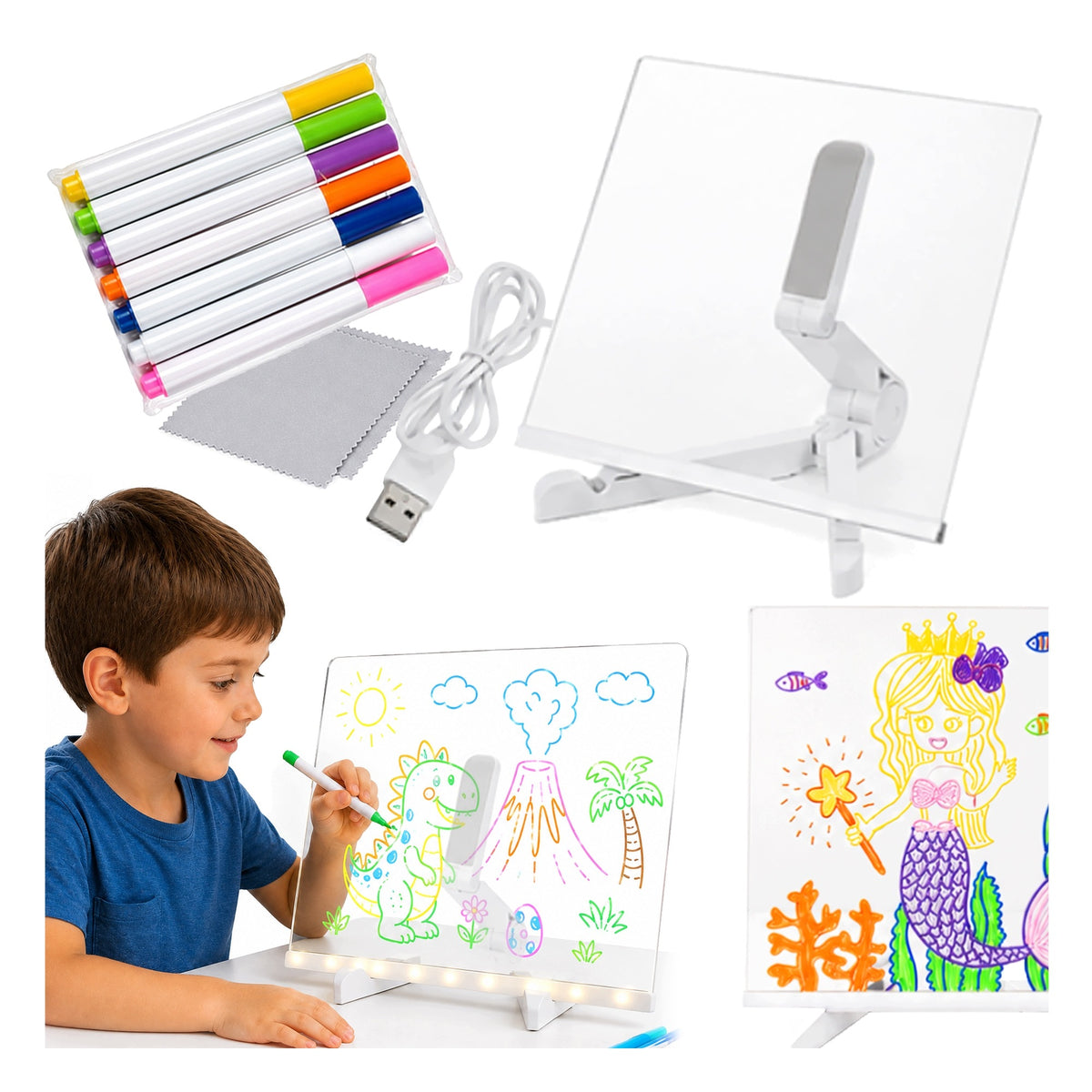 LED DRAWING BOARD BACKLIT MAGIC GLOWS REUSABLE Brand no brand