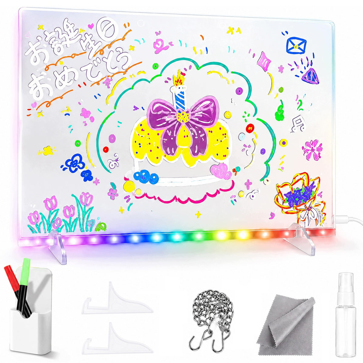 LED DRAWING BOARD FOR CHILDREN PAINTING SET ILLUMINATED+PENS