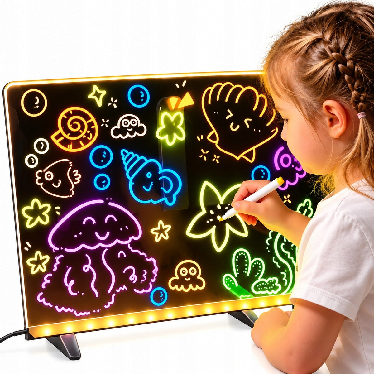 LED DRY ERASE BOARD FOR DRAWING MAGIC ILLUMINATED 30X20 PENS Packaging status original