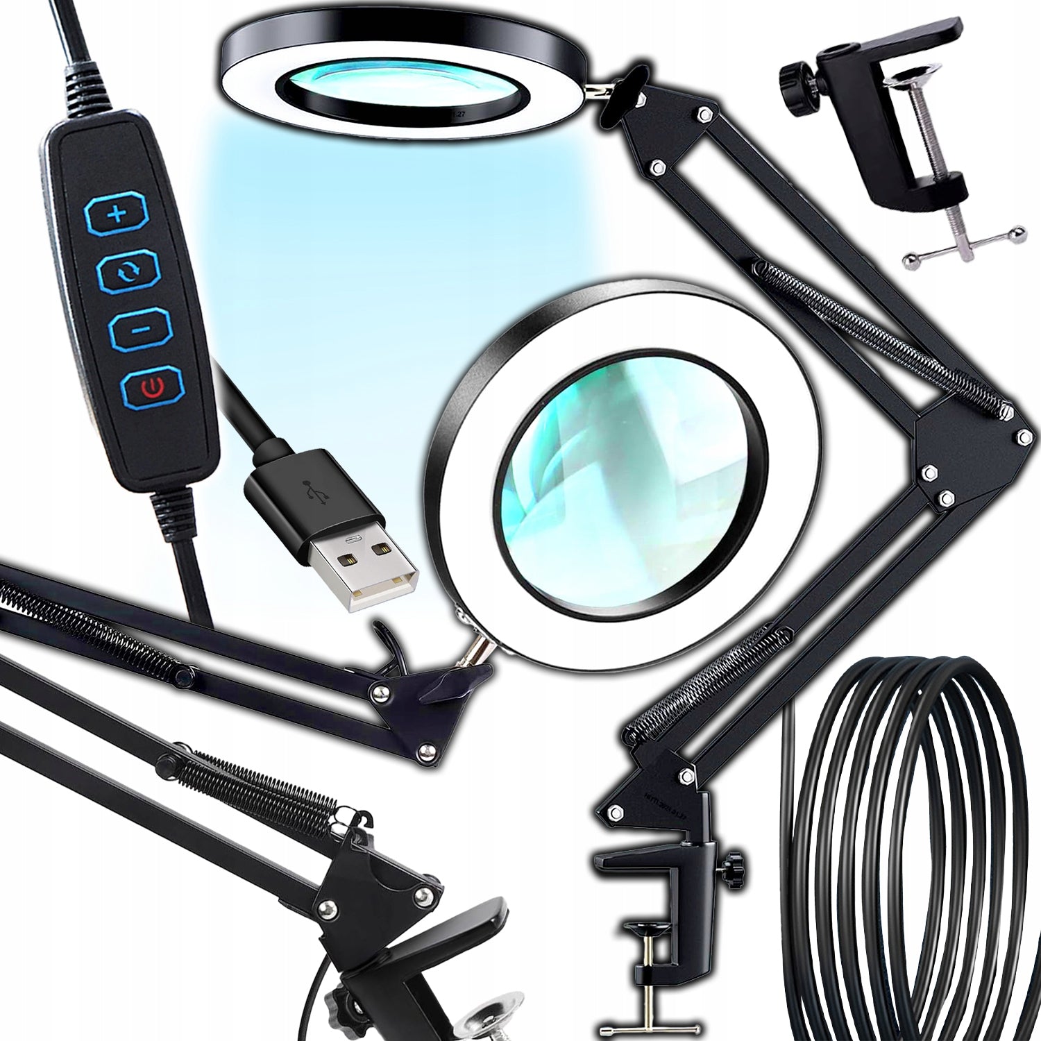 LED Desk Lamp Cosmetic Magnifier Magnifying Glass Drawing Light