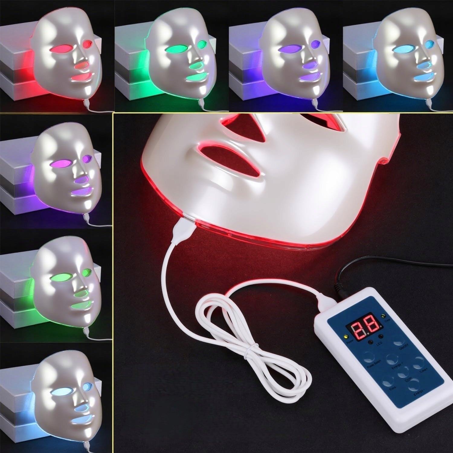 LED FACE MASK PHOTOTHERAPY PHOTON LIGHT ANTI-AGING 7 COLORS BOWKA Medical device no
