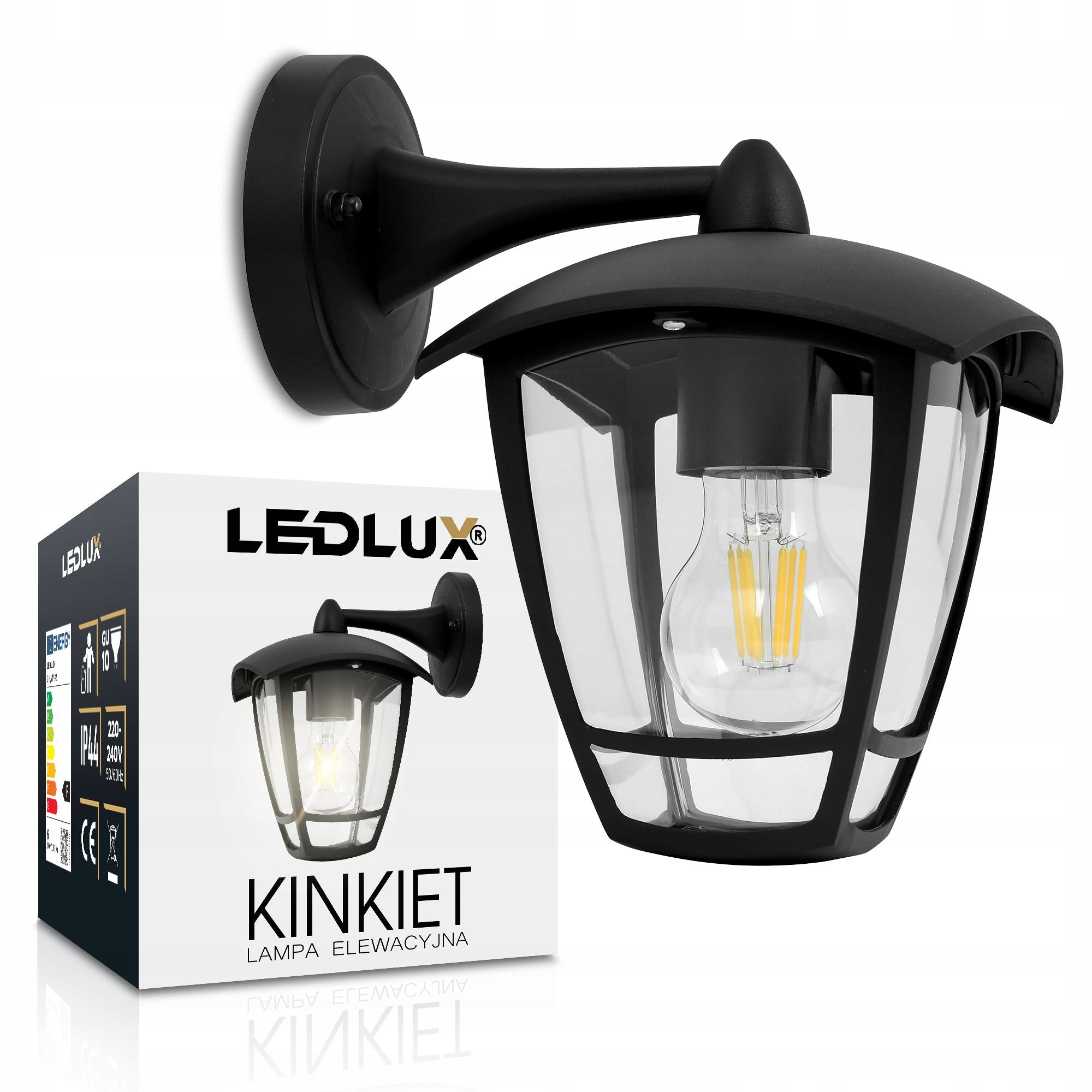 LED Facade Lamp Garden Wall Lamp Lantern Black E27 for Garden
