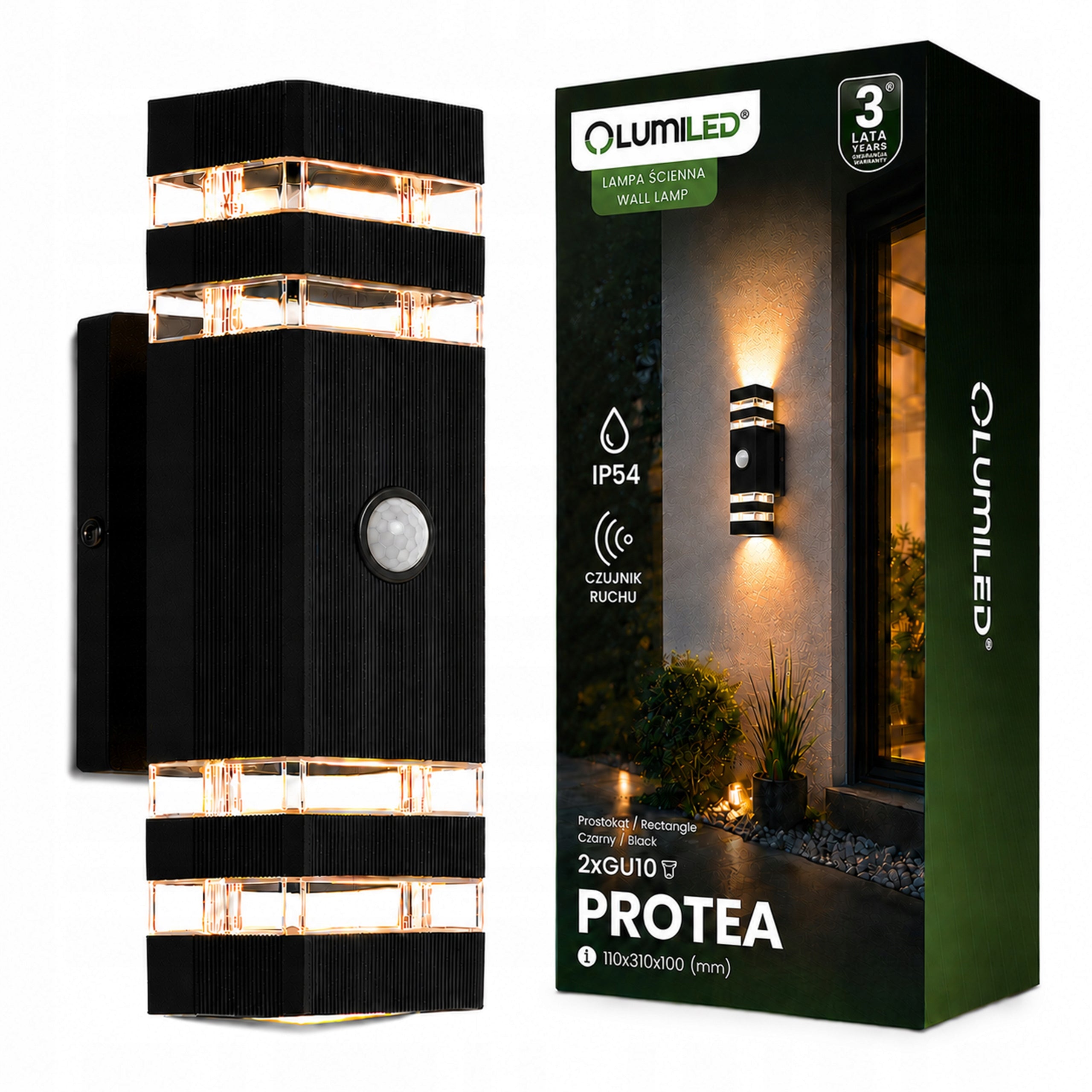 LED Facade Lamp Outdoor WALL LAMP Garden Motion and Twilight Sensor