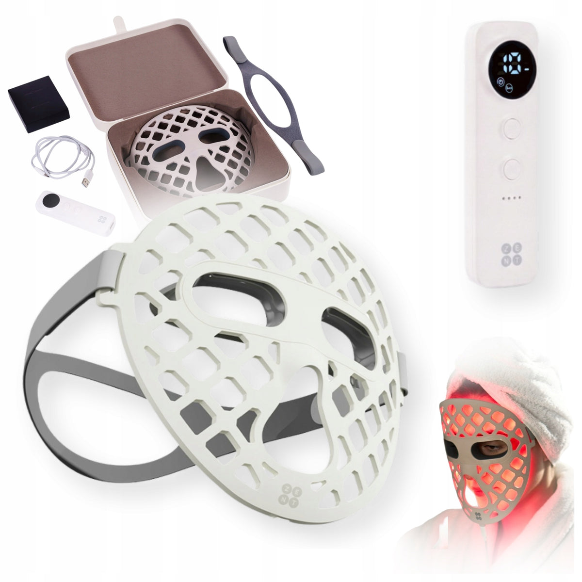 LED Face Mask for Light Therapy Photon Wireless Case 3 Modes
