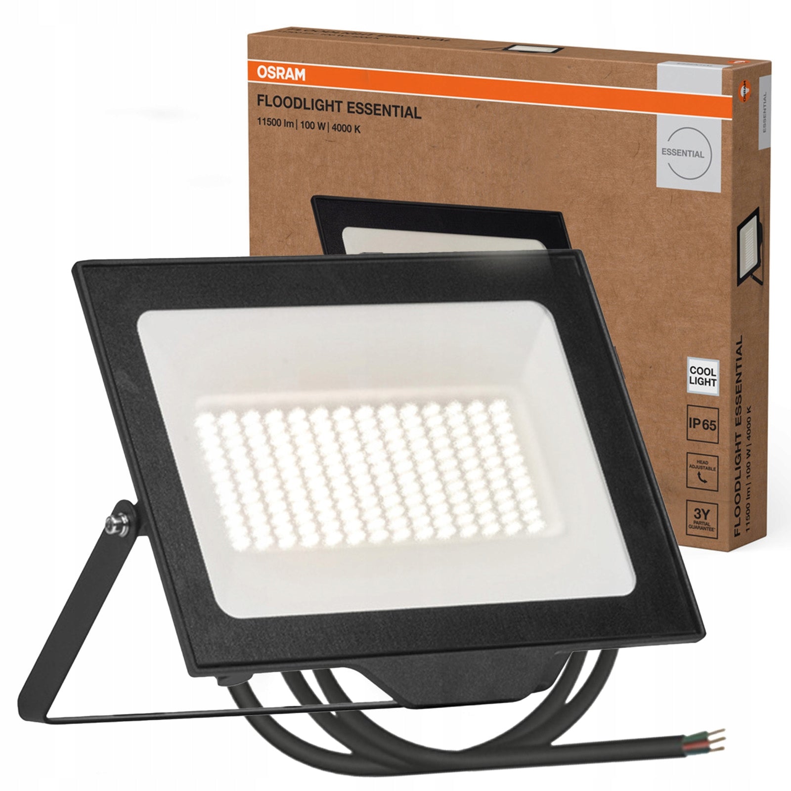 LED Floodlight Headlight LED Lamp 100W 10000lm 4000K Black IP65 Osram