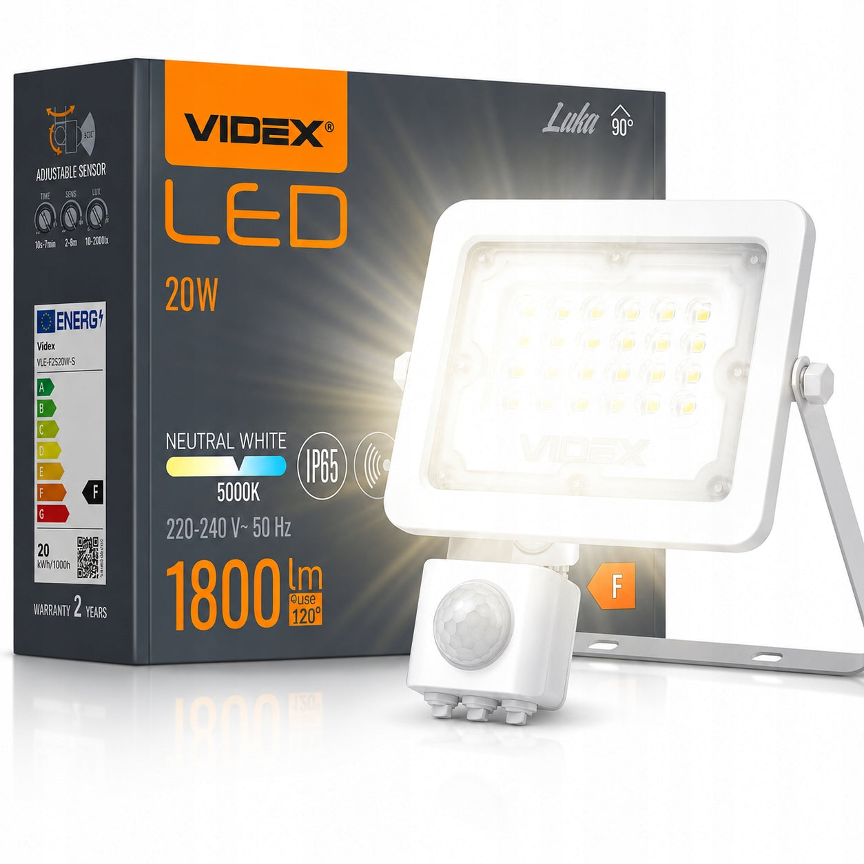 LED Floodlight With Motion Sensor Halogen Construction Headlight Lamp 20W