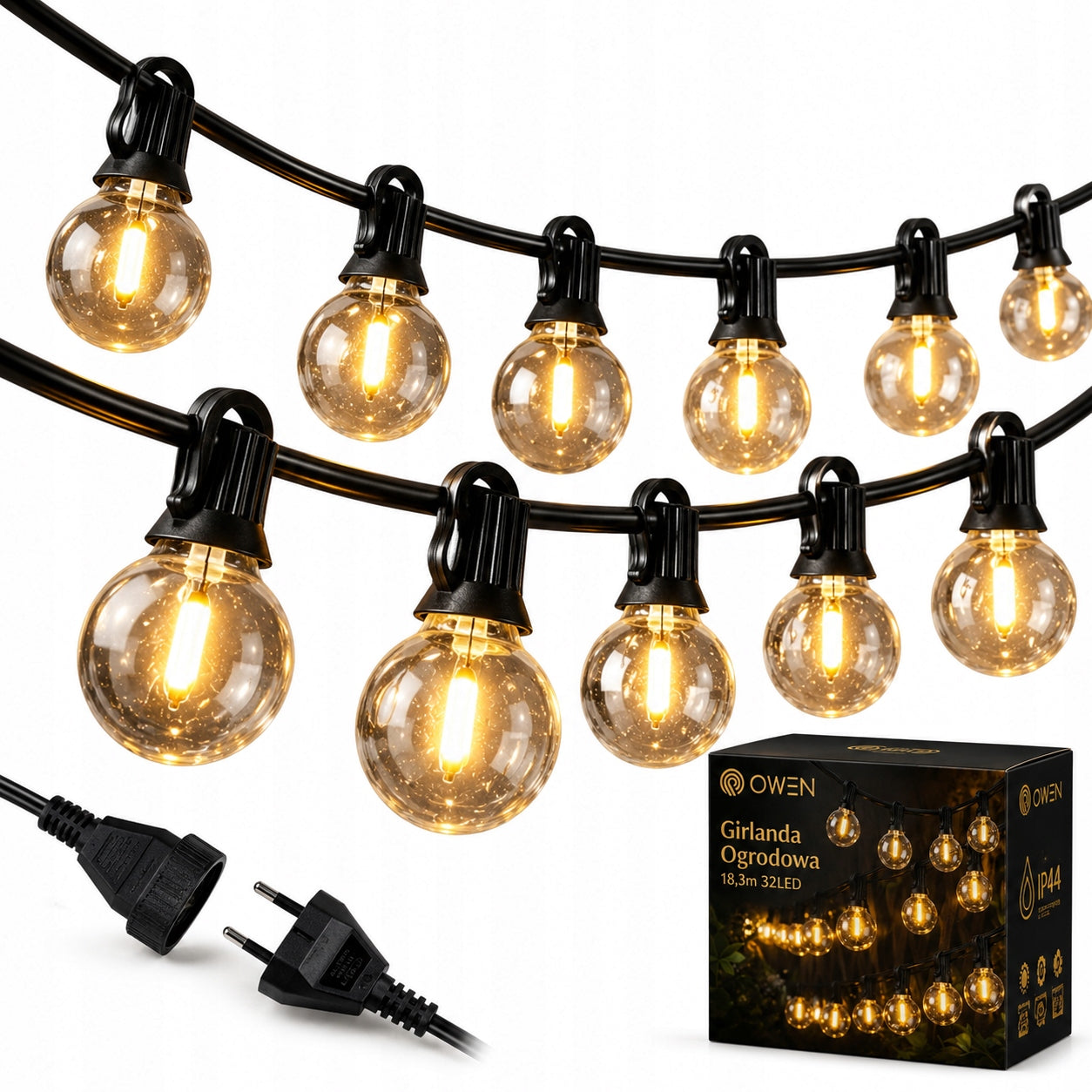 LED GARLAND LIGHT GARDEN LIGHTS 32 BULBS 18M WATERPROOF OUTDOOR