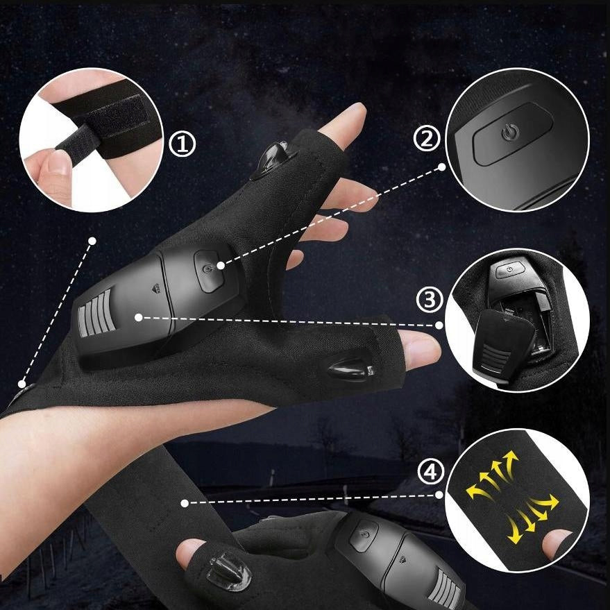LED GLOVES USB GLOVES WITH LED FLASHLIGHT GLOWING USB Rechargeable GLOVES Packaging status original