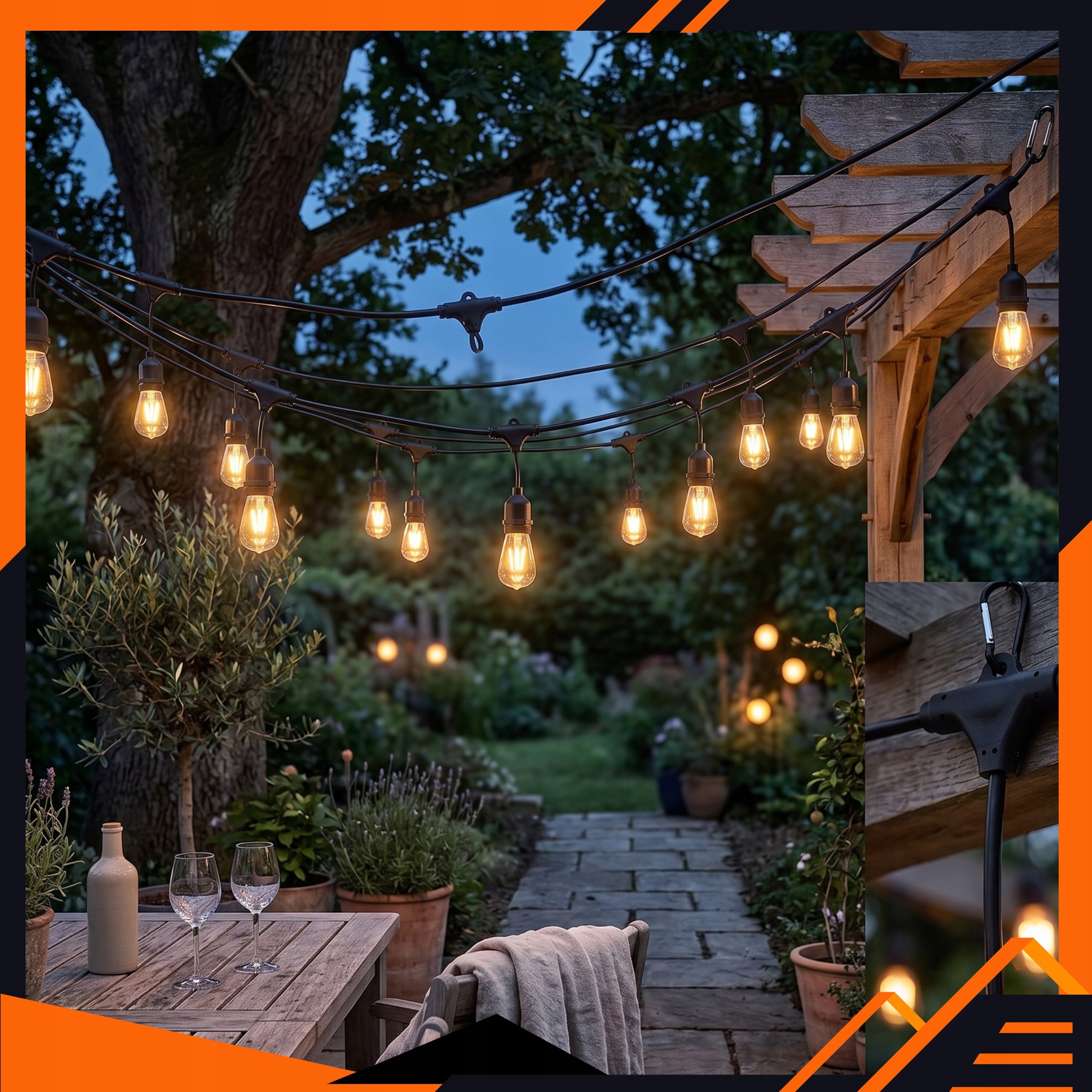 LED Garden Garland 15m Lights Balcony Terrace Warm Outdoor Light Manufacturer code Girlanda ogrodowa LED 15