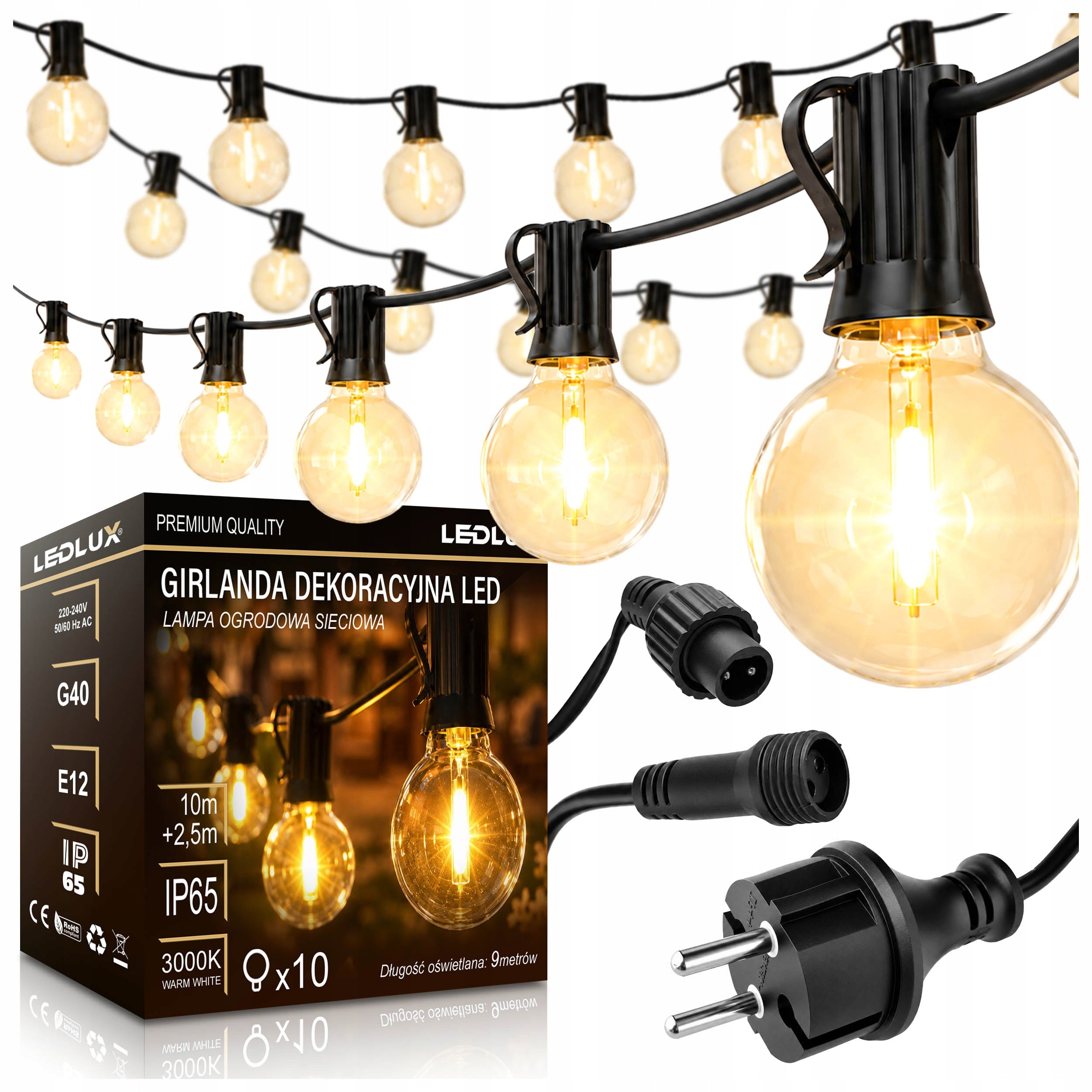 LED Garden Garland Light 10x10m Bulbs Solar Balls LED Network