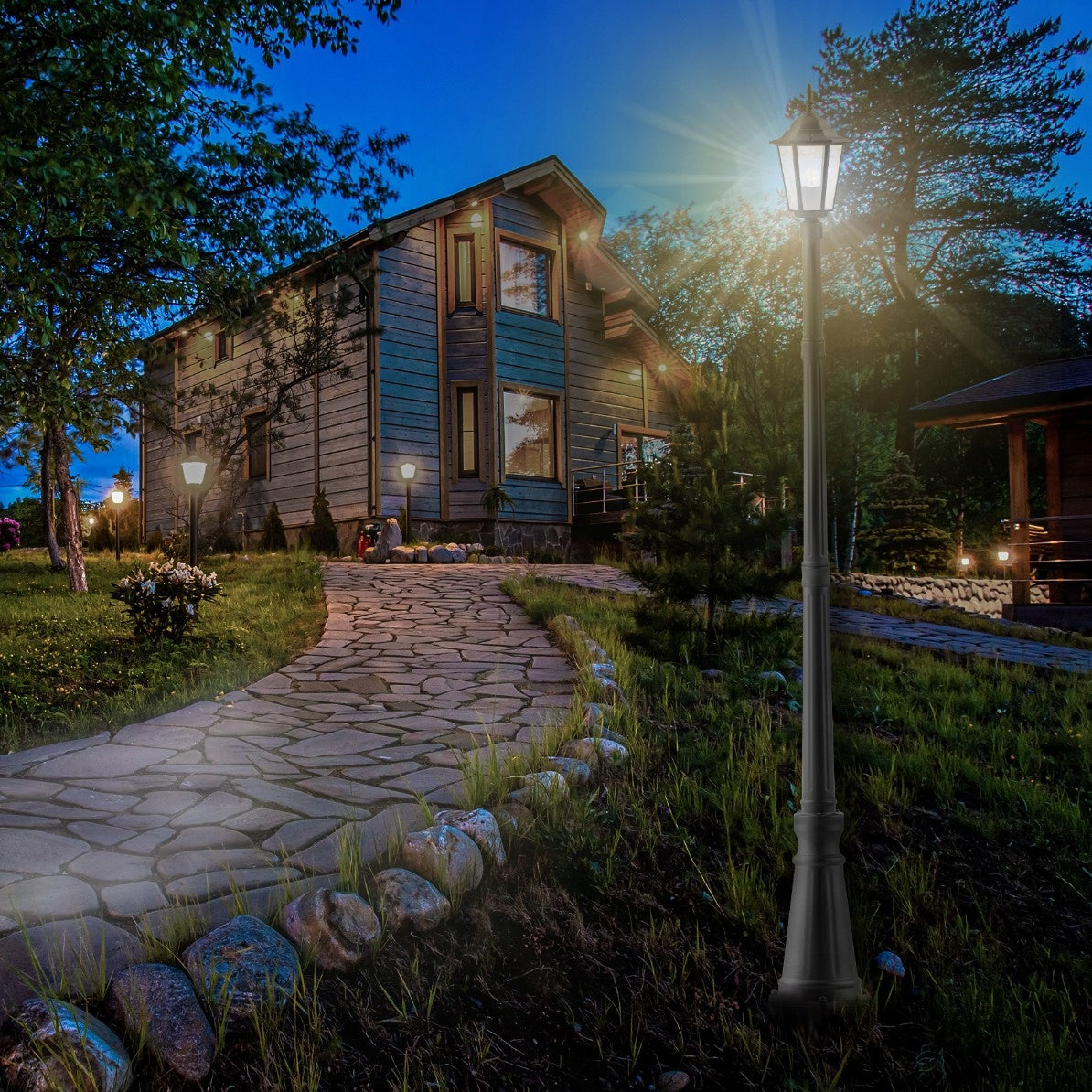 LED Garden Lamp 227cm Standing Outdoor Lantern SŁUP E27 Post Thread type E27