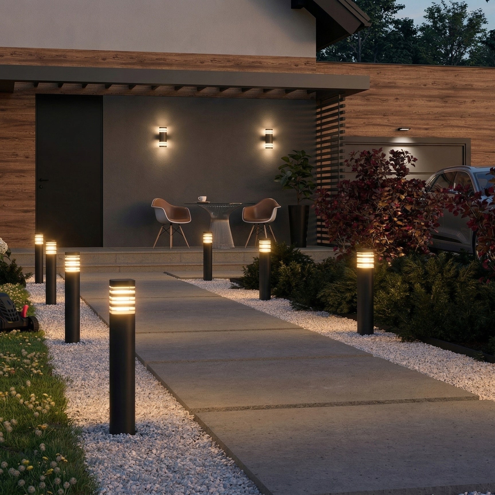 LED Garden Lamp 50cm E27 Outdoor Standing Post IP54 Black 230V Packaging status original