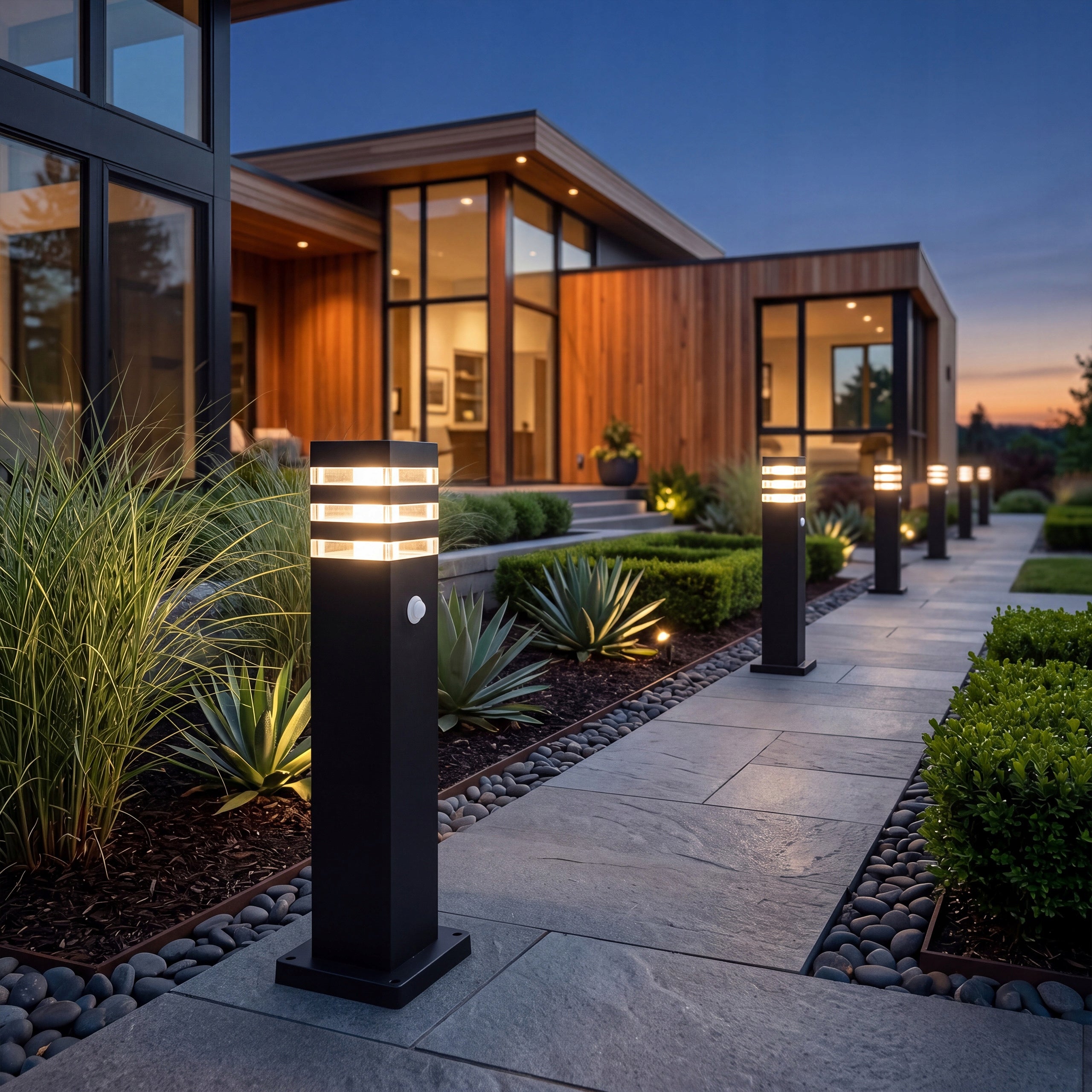 LED Garden Lamp 50cm E27 Outdoor Standing Post IP54 + Motion Sensor Brand Smartled